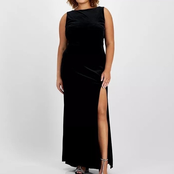 B. Darlin Dresses & Skirts - B Darlin High Silt Velvet Low Back Sleeveless Black Pearl Womens Size 18W NWT